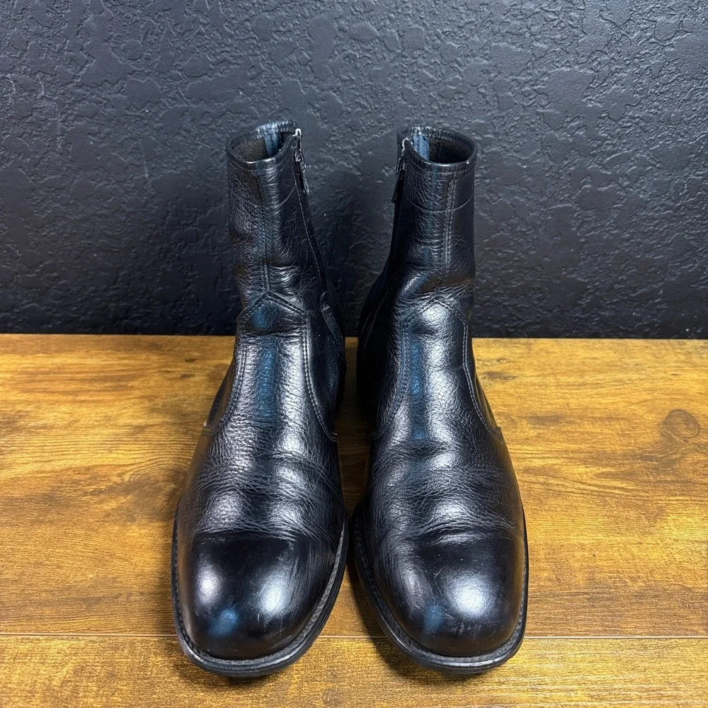 Goodyear 988 Black Leather Side Zip Ankle Boots Mens 10.5 D